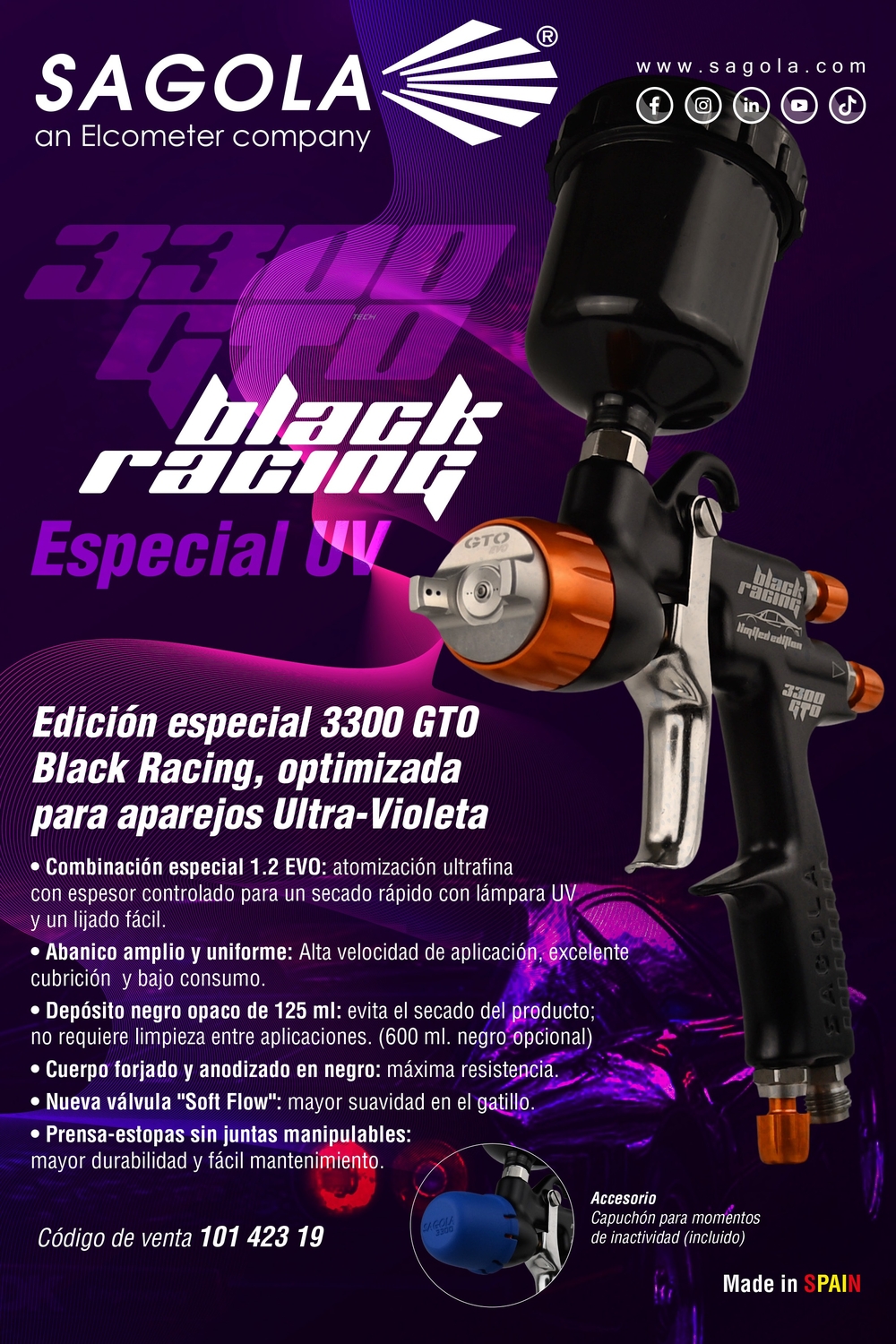 La nouvelle Sagola 3300 GTO Black Racing UV applique juste ce qu’il faut, ni plus, ni moins.